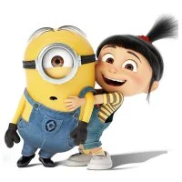 Цветной вариант раскраски стюарт и девочка агнес из гадкий я