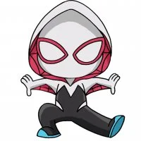 Цветной вариант раскраски гвен, девушка паука