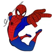 Цветной вариант раскраски герой в маске на паутине