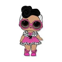 Цветной вариант раскраски кукла лол в очках и платье (dollface)