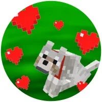 Цветной вариант раскраски животные волк, собака с сердечками