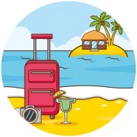 Цветной вариант раскраски долгожданный отпуск лето