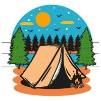 Цветной вариант раскраски кемпинг лето