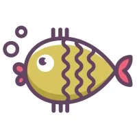 Цветной вариант раскраски рыбка с пузырьками