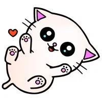 Цветной вариант раскраски милый котенок каваи