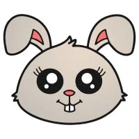 Цветной вариант раскраски милый зайка каваи