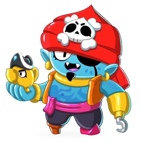 Цветной вариант раскраски джин пират с лампой