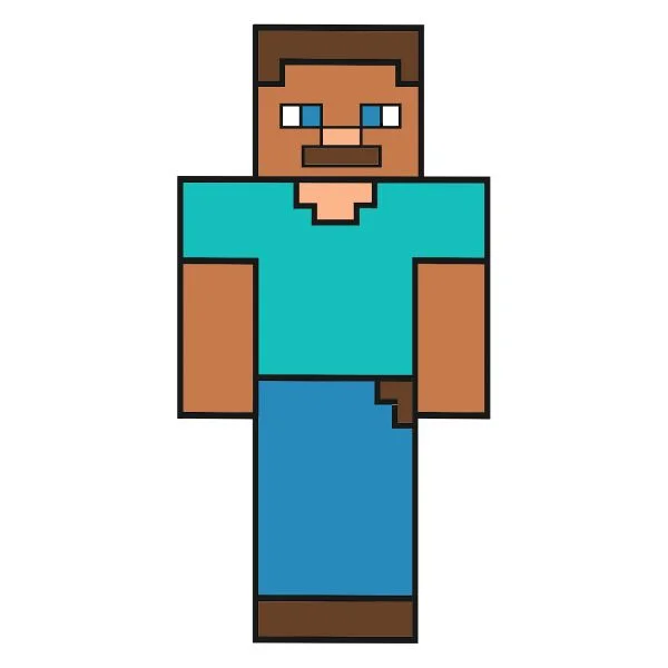 Цветной вариант раскраски стив простой