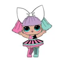 Цветной вариант раскраски кукла лол сюрприз в полосатой юбке (pranksta)