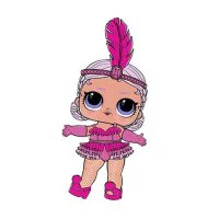 Цветной вариант раскраски кукла лол с пером на голове (snowbaby)