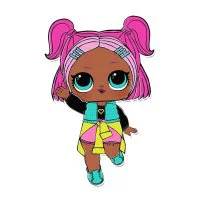 Цветной вариант раскраски кукла лол с двумя хвостиками (vrqt)