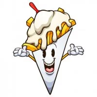 Цветной вариант раскраски бельгийский картофель фри с глазами