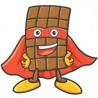 Цветной вариант раскраски вкусная шоколадка супергерой