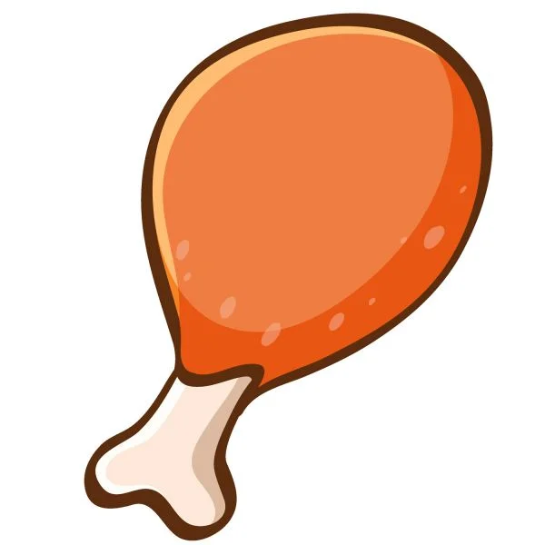 Цветной вариант раскраски куриная ножка, мясо