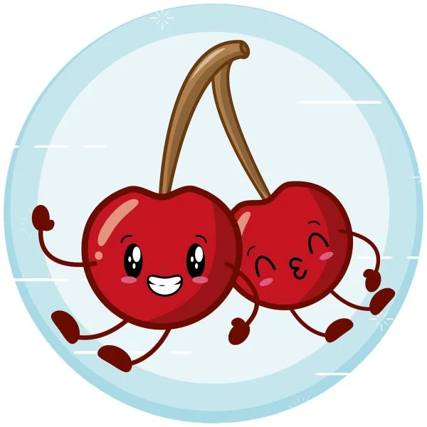 Цветной вариант раскраски вишня ягода