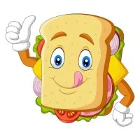 Цветной вариант раскраски бутерброд