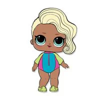 Цветной вариант раскраски кукла лол серфингистка (surfer babe)