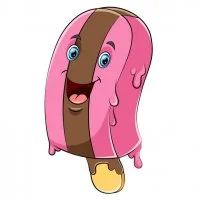 Цветной вариант раскраски вкусное мороженое на палочке, эскимо