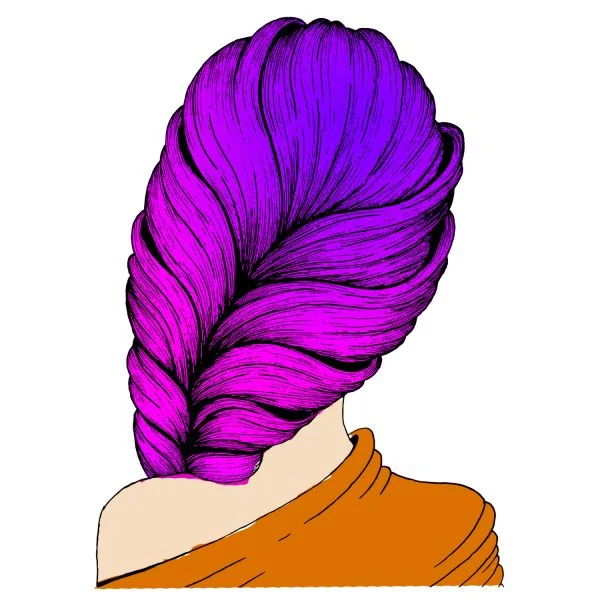 Цветной вариант раскраски прическа, колосок