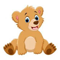 Цветной пример раскраски медвежонок сидит