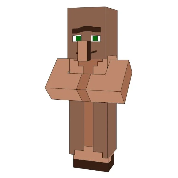 Цветной вариант раскраски мирный моб, деревенский житель