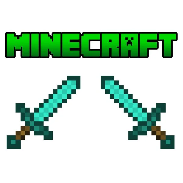 Цветной вариант раскраски логотип игры с мечами