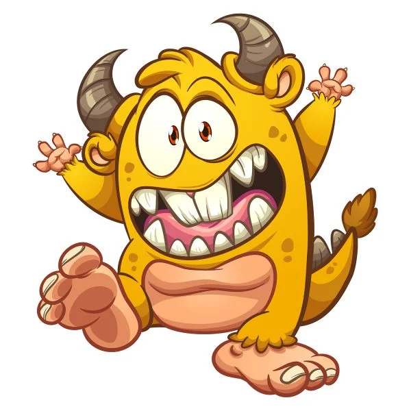 Цветной вариант раскраски прикольный монстр