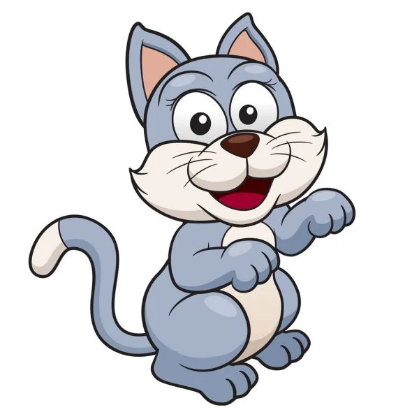 Цветной пример раскраски милый серый котик