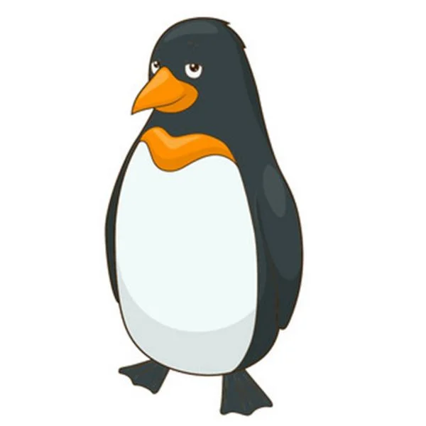 Цветной вариант раскраски пингвин по точкам