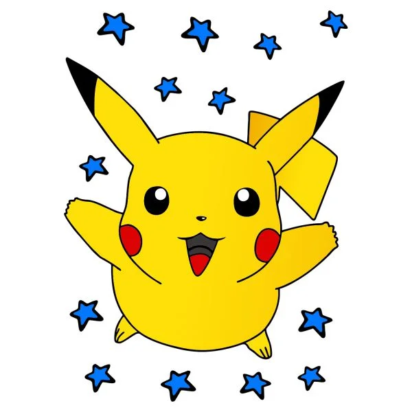 Цветной вариант раскраски счастливый в звездах