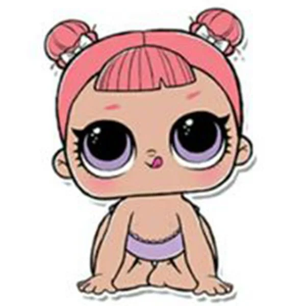 Цветной вариант раскраски лол малышка, сестричка в центре внимания (center stage)