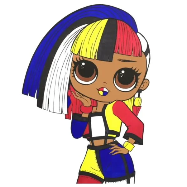 Цветной вариант раскраски кукла лол omg (angles light)