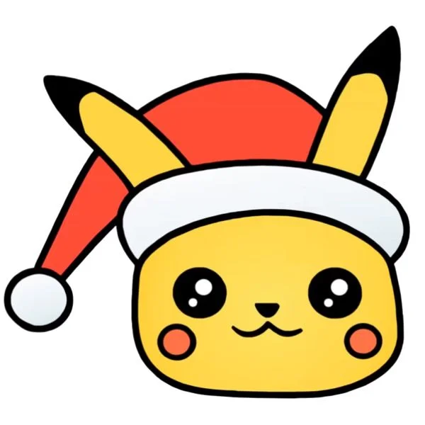 Цветной вариант раскраски в новогодней шапке