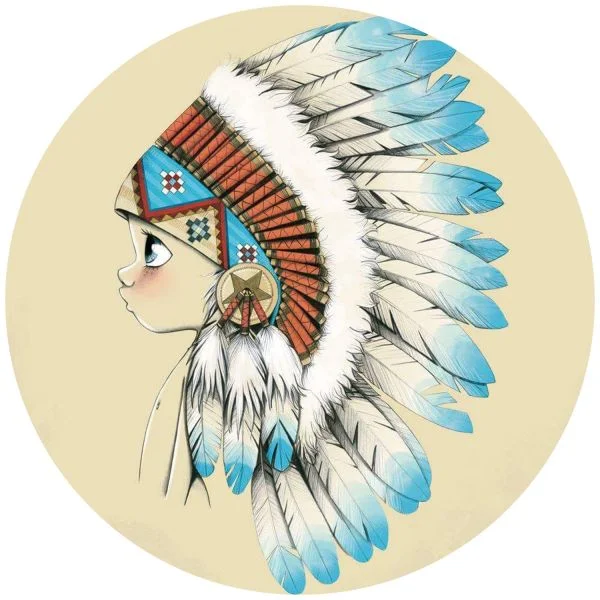 Цветной пример раскраски мальчик индеец