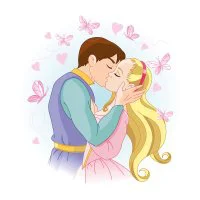 Цветной вариант раскраски принцесса и принц