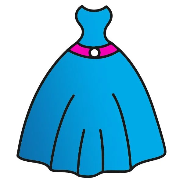 Цветной вариант раскраски платье