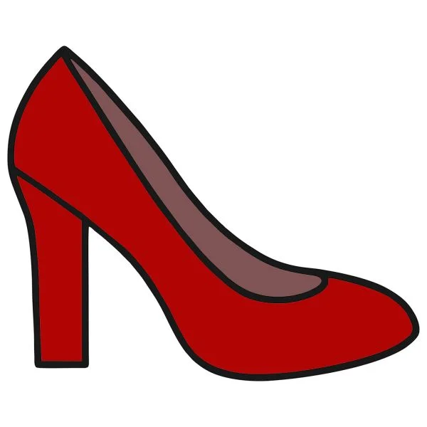 Цветной вариант раскраски туфля