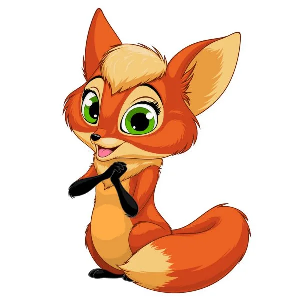 Цветной пример раскраски милая лиса