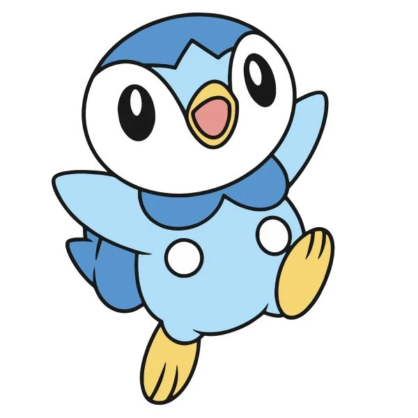 Цветной вариант раскраски милый пиплуп