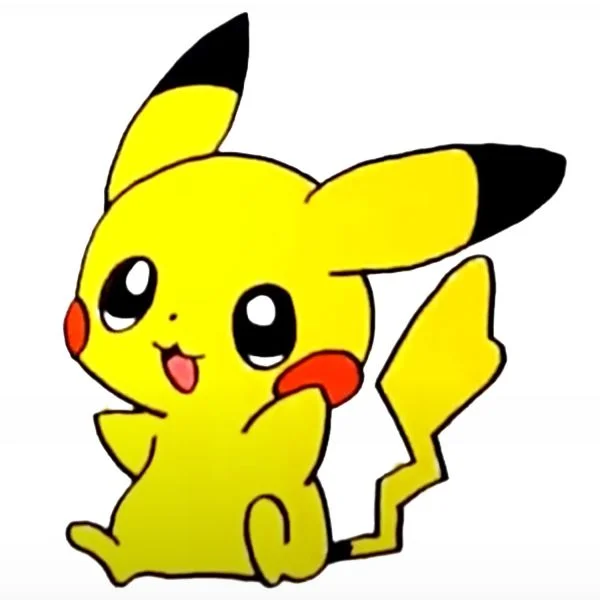 Цветной вариант раскраски малыш пика-пика-пикачу