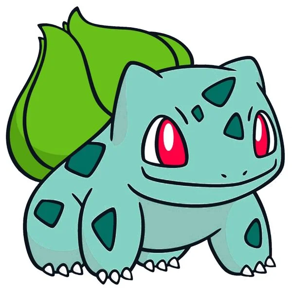 Цветной пример раскраски милый бульбазавр