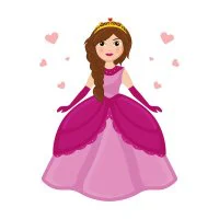 Цветной вариант раскраски принцесса в пышном платье