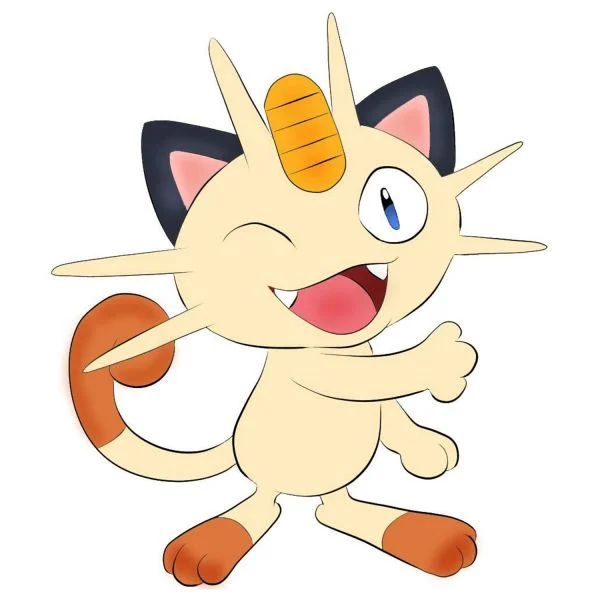 Цветной пример раскраски мяут