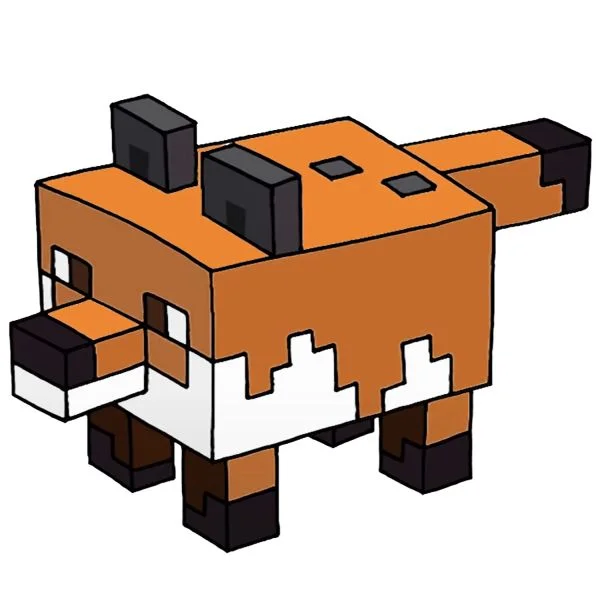 Цветной вариант раскраски лиса