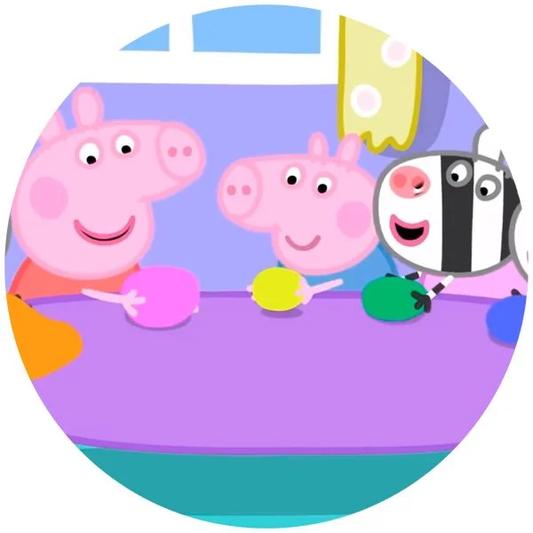 Цветной пример раскраски с друзьями за столом