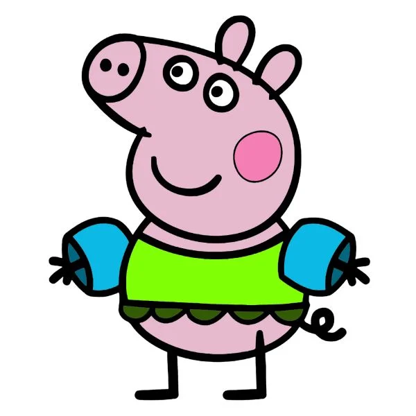 Цветной пример раскраски в купальнике