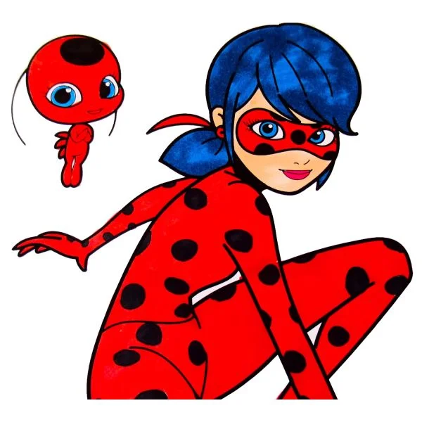 Цветной вариант раскраски леди баг и квами тикки рядом