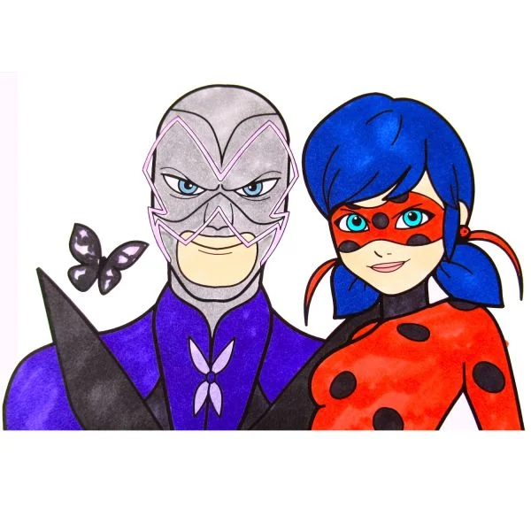 Цветной вариант раскраски и злодей бражник (габриэль агрест)