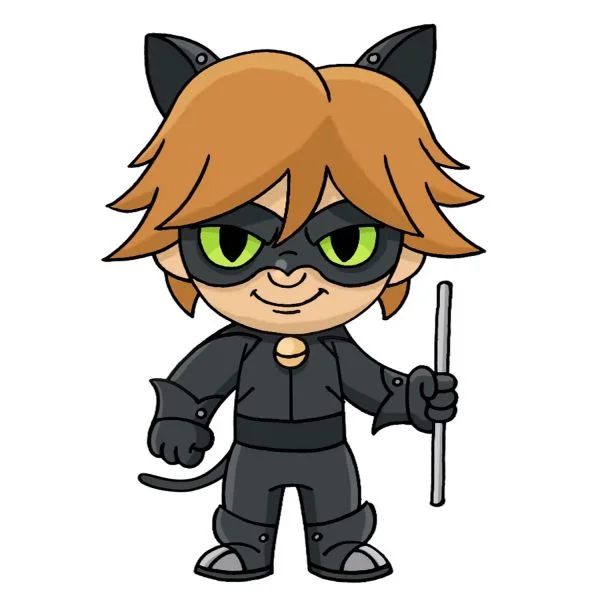 Цветной вариант раскраски мультяшный супер кот (адриан)