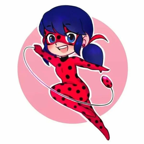 Цветной вариант раскраски леди баг в полете